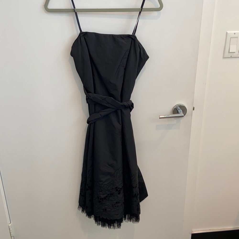 BCBGMAXAZRIA Strapless Black Dress Tie Waist